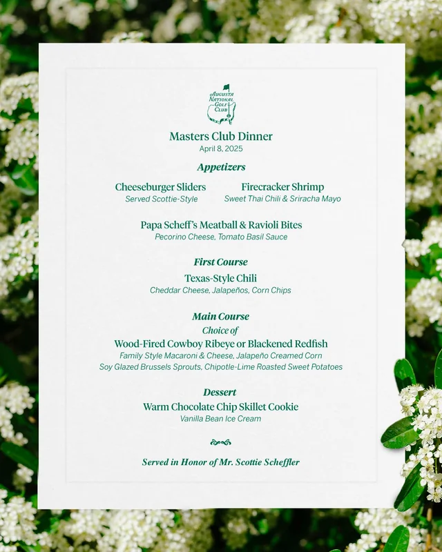 Ranking Masters Champions Dinner Menu’s
